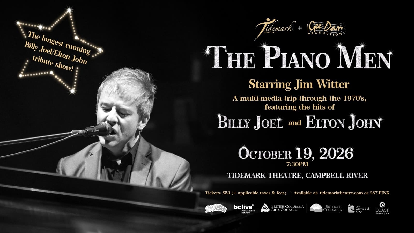 Jim Witter – The Piano Men at Tidemark Theatre