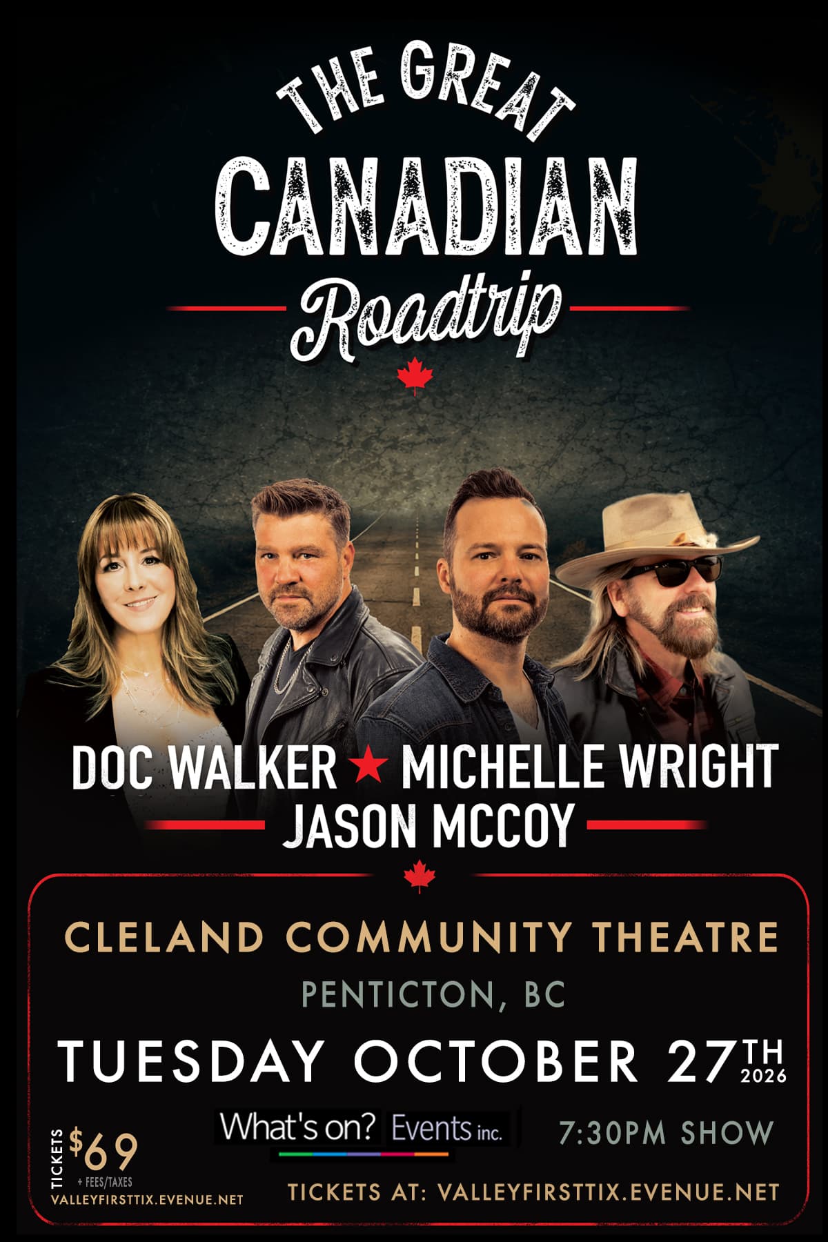 The Great Canadian Road Trip Tour: Doc Walker, Jason McCoy and Michelle Wright at the Cleland Theatre at Cleland Community Theatre