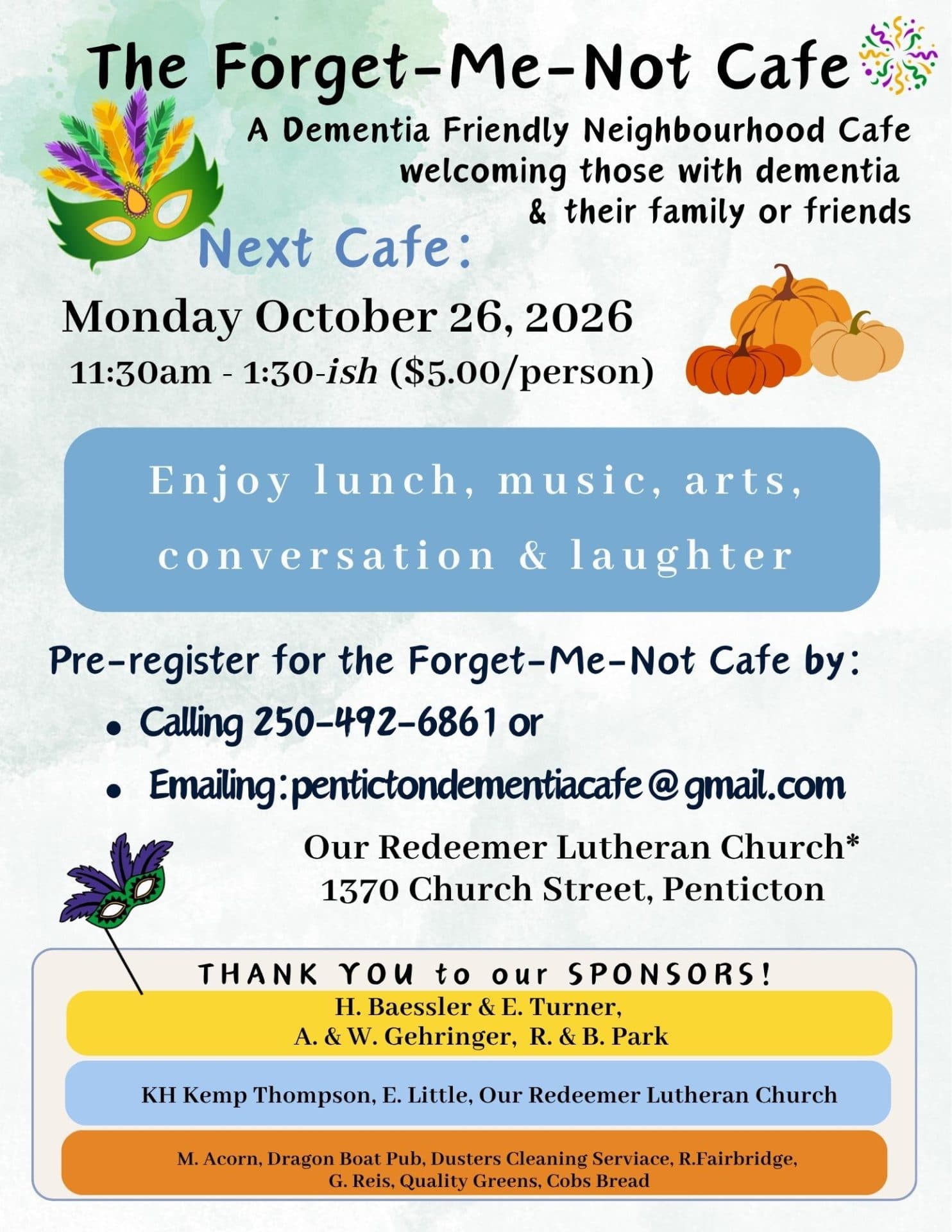 The Forget-Me-Not Cafe at Our Redeemer Lutheran Church at Penticton