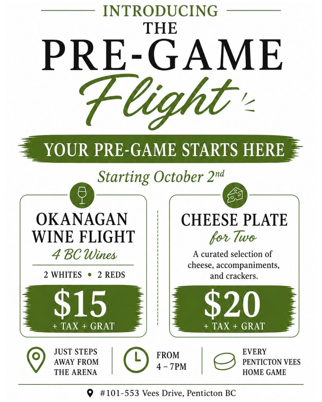 Pre-Game Flights at the BC Wine Information Centre at Penticton