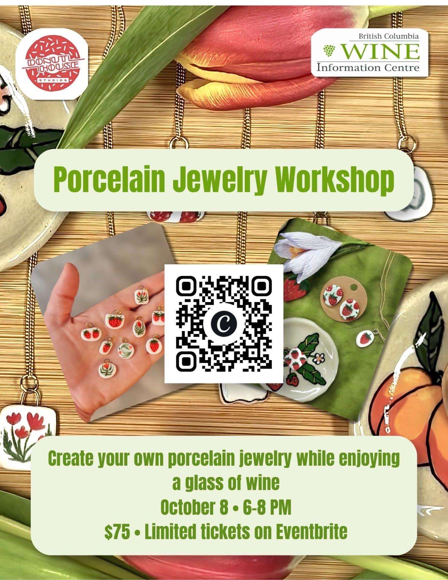 Porcelain Jewelry Workshop and Wine at the BC Wine Info Centre at Penticton
