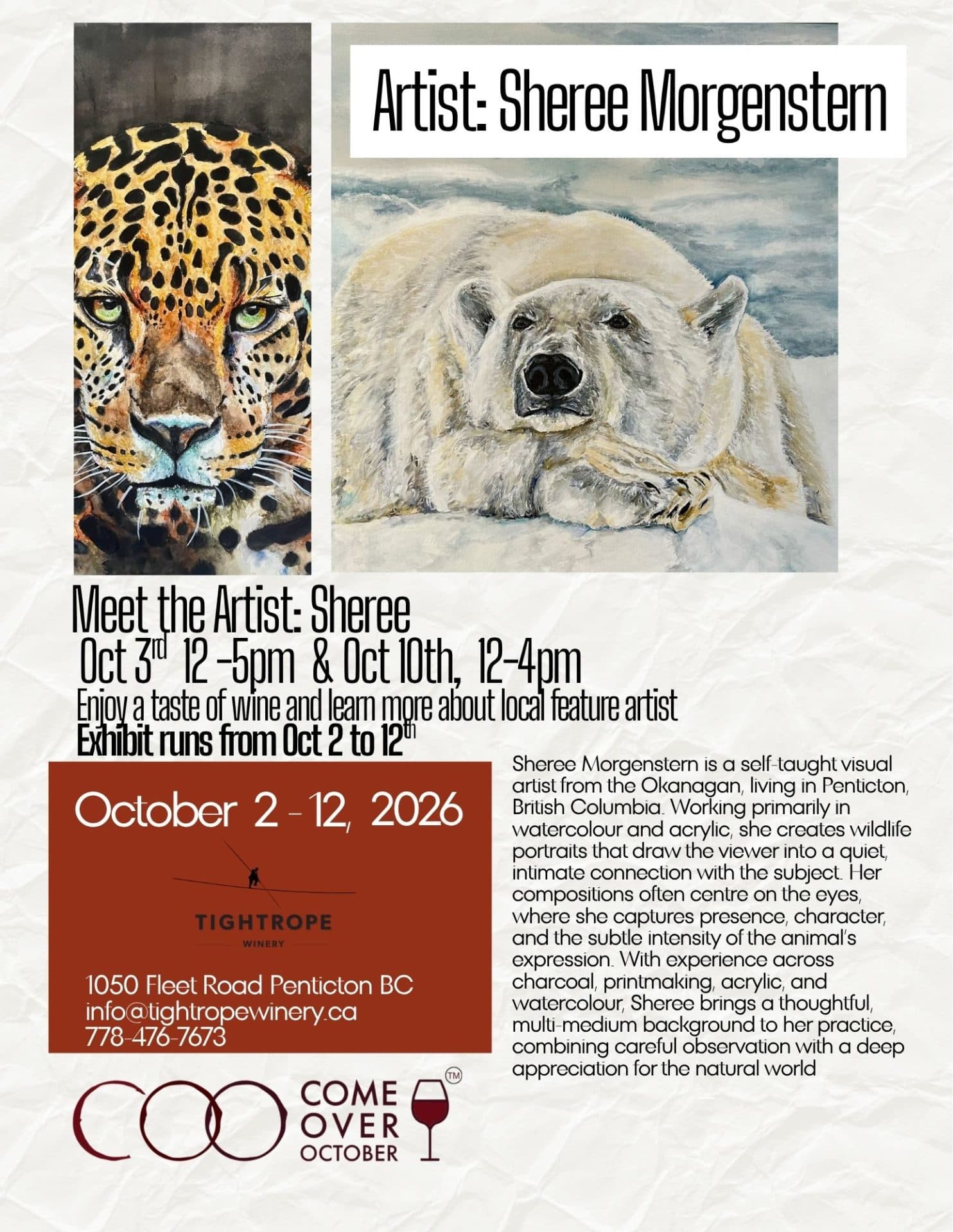 Art Exhibit: Sheree Morgenstern at Tightrope Winery at Penticton